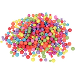 Pot de 100 grammes de perles rondes en plastique Fluo