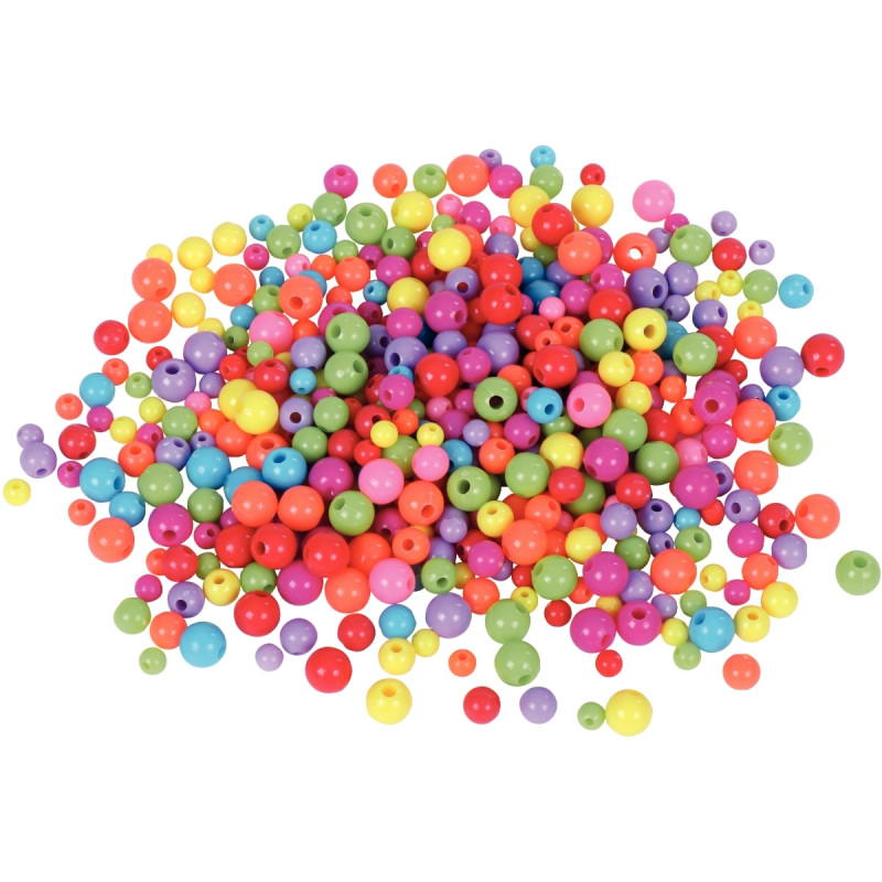 Pot de 100 grammes de perles rondes en plastique Fluo