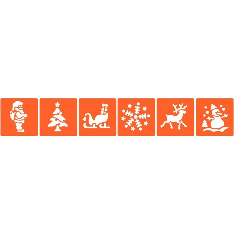 Paquet de 6 pochoirs en plastique thème Noël, lot n°1