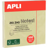 Bloc de 100 feuilles de notes adhésives en zig zag, format : 75 x 75 m