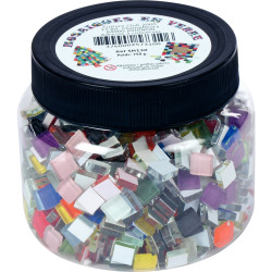 Pot de 750 grammes de mosaïque colorées en verre, format : 10 x 10 mm