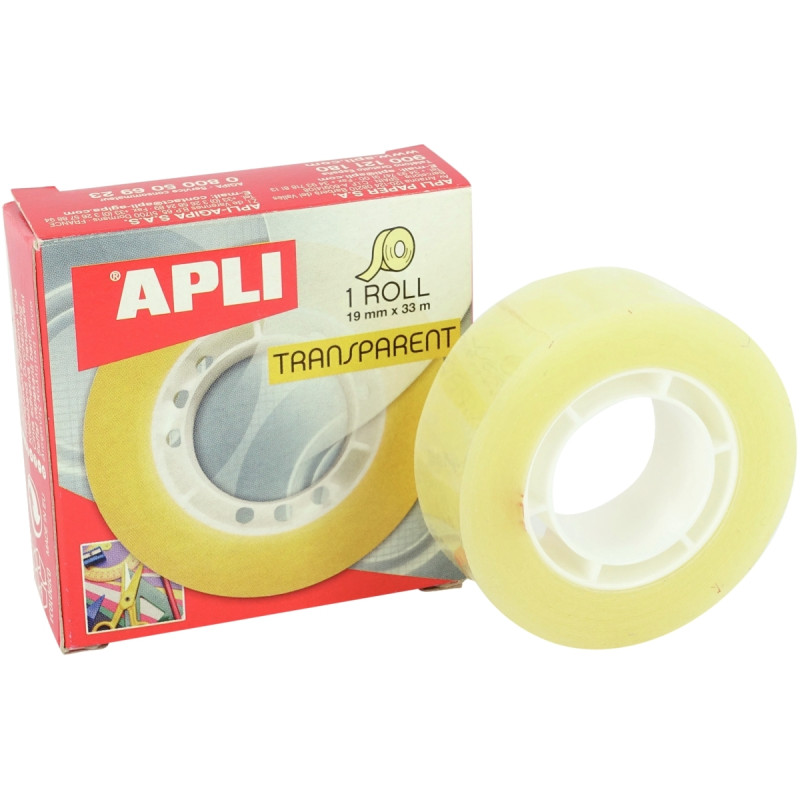 Rouleau adhésif Apli transparent 19mmx33m