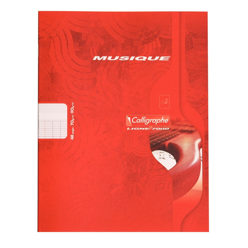Cahier piqué musique et chant 48 pages, format 17x22 cm, seyès / porté