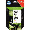HP 302 pack de 2 cartouches d'encre noire et trois couleurs authentiqu