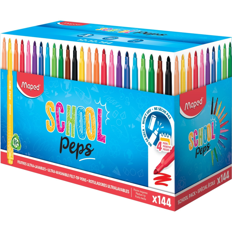 Classpack de 144 feutres Schoolpeps assortis