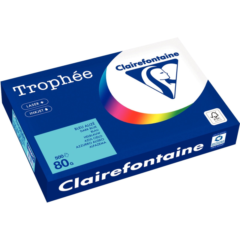 Ramette de 500 feuilles format A3 80g bleu alizé CLAIREFONTAINE