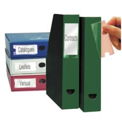 Blister de 12 porte-étiquettes adhésives en polypropylène format 35x75