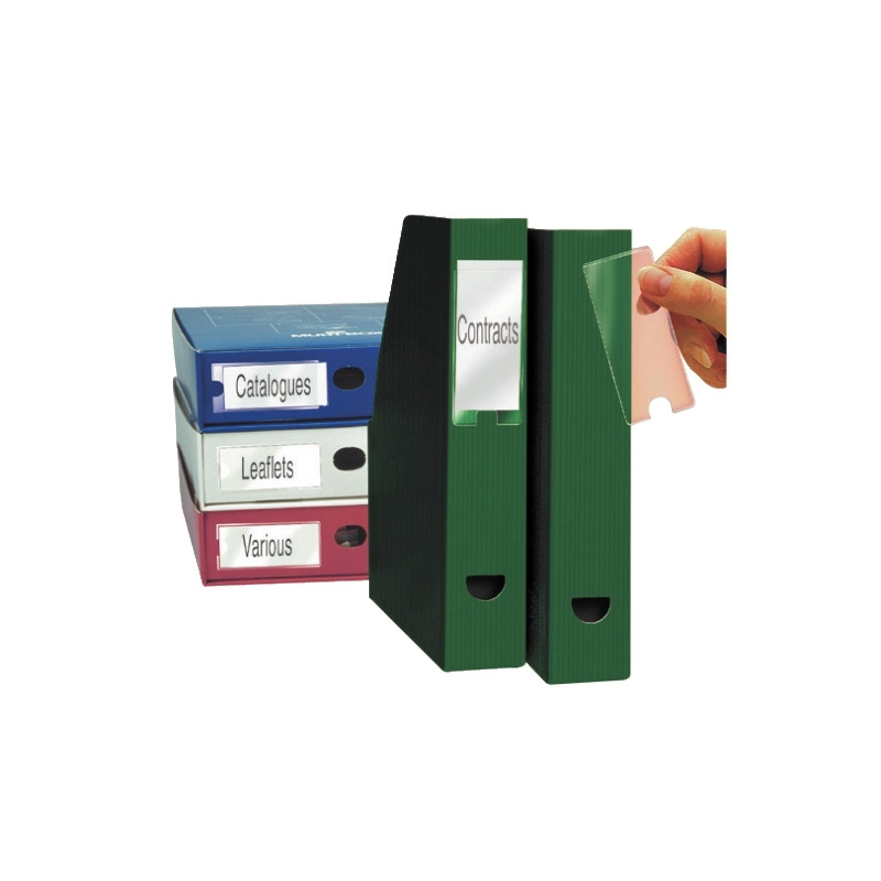 Blister de 12 porte-étiquettes adhésives en polypropylène format 35x75