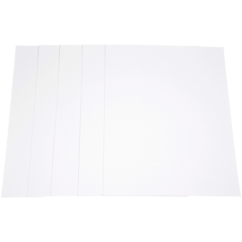Paquet de 5 feuilles de carton épais, 2 côtés blancs, format 50 x 65 c