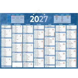 Calendrier semestriel 7 mois par face 38,5x54cm bleu