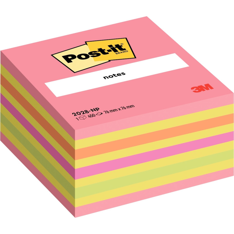 Cube de 450 feuilles de notes post-it repositionnables 76 x 76 mm colo