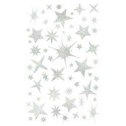 Blister de 1020 gommettes étoiles holographiques argent