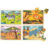 Lot de 4 puzzles, animaux de la savane