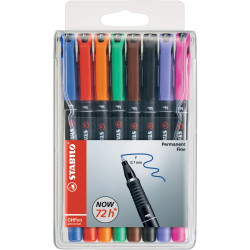 Pochette de 8 feutres OhPen permanent 0,7mm assortis