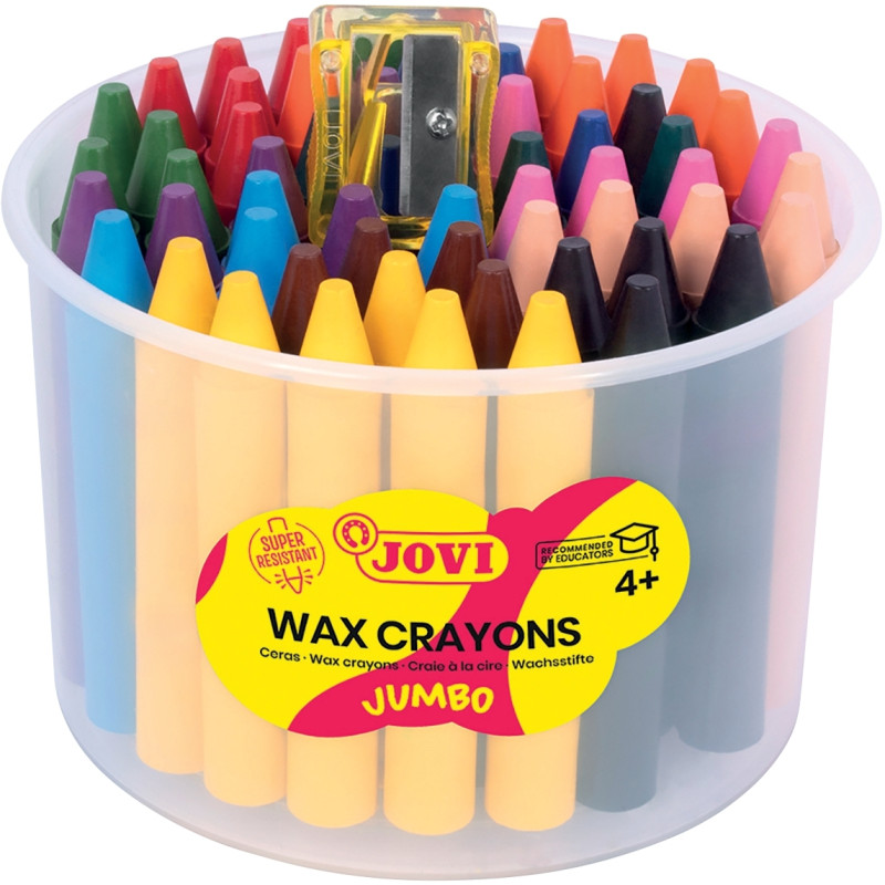 Pot de 60 crayons de cire vives assortis + 1 taille crayon