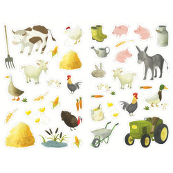 Pochette de 444 gommettes les animaux de la ferme, adhésives repositio
