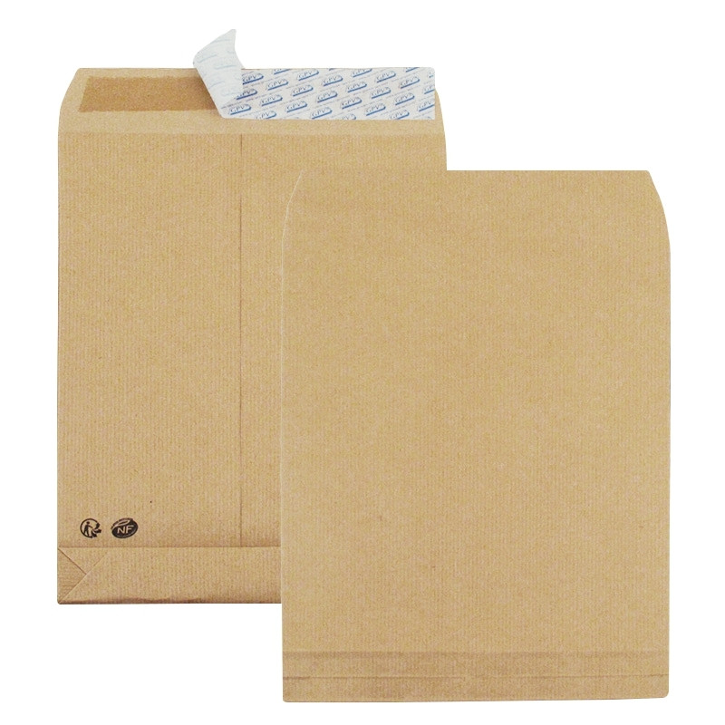Paquet de 50 pochettes kraft 229x324mm 120g soufflet 30mm bande silico