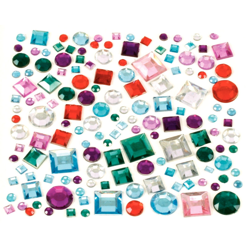 Sachet de 800 pierres décoratives en plastique à coller formes géométr