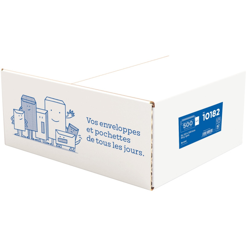 Boite de 500 enveloppes blanches 110x220mm 80g autocollante