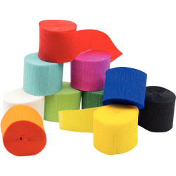 Paquet de 10 frises de papier crépon assortis 10mx5cm
