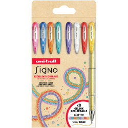 Pochette de 8 stylos gel Signo pailletés