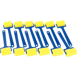 Paquet de 12 rouleaux à peindre en mousse 45 mm avec manche en plastiq