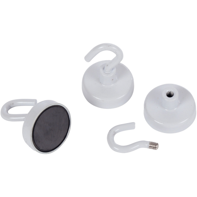 Blister 3 crochets de suspension magnétique diamètre 25mm blanc