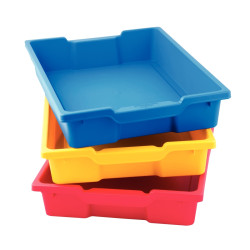 Lot de 6 bacs en plastique petits modèles bleu / rouge / jaune
