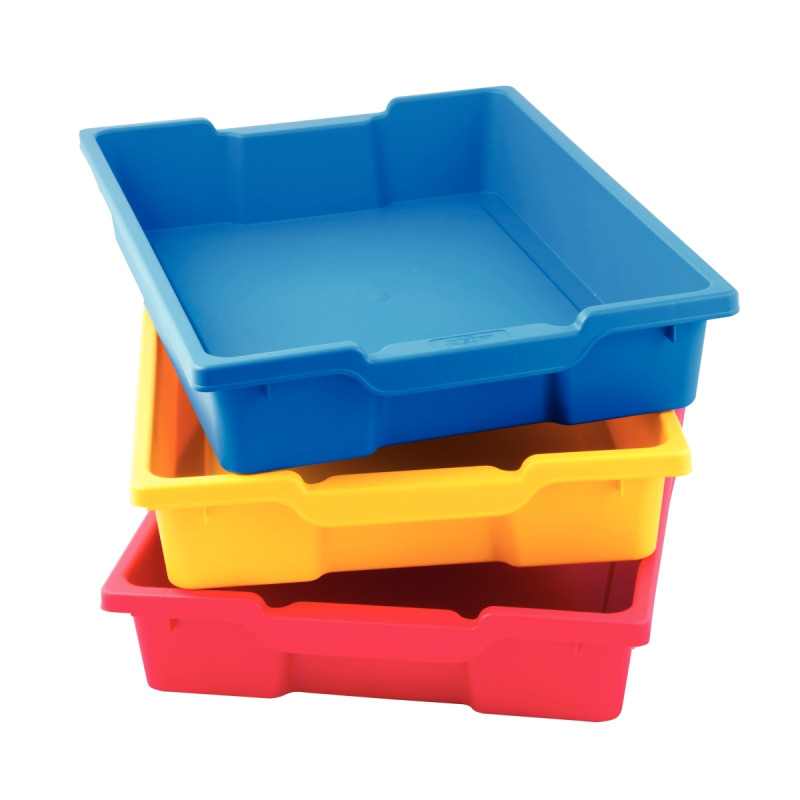 Lot de 6 bacs en plastique petits modèles bleu / rouge / jaune