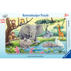 Puzzle à cadre 15 pièces, animaux d'Afrique