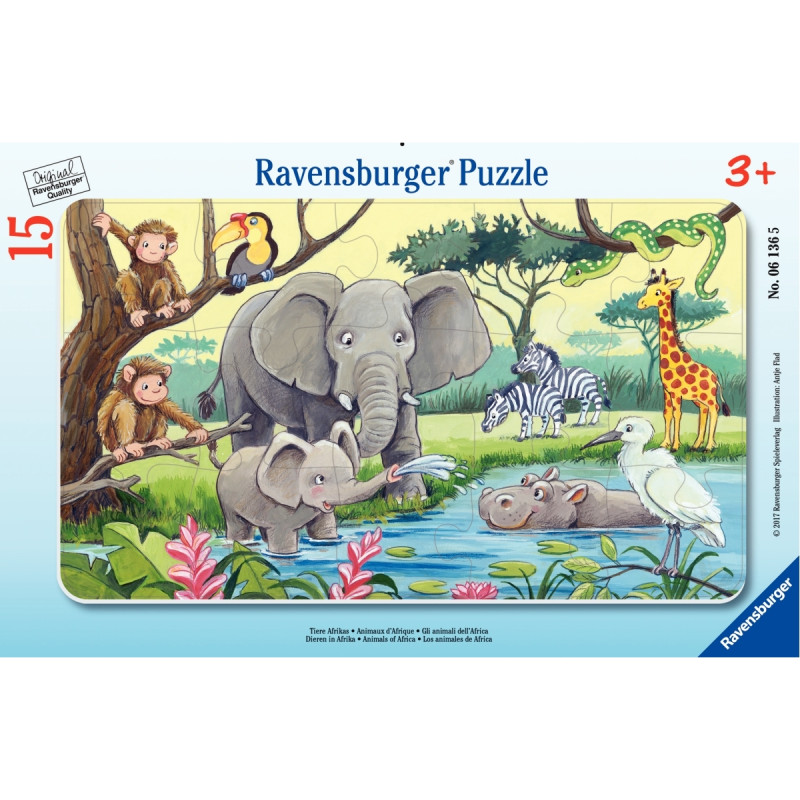 Puzzle à cadre 15 pièces, animaux d'Afrique