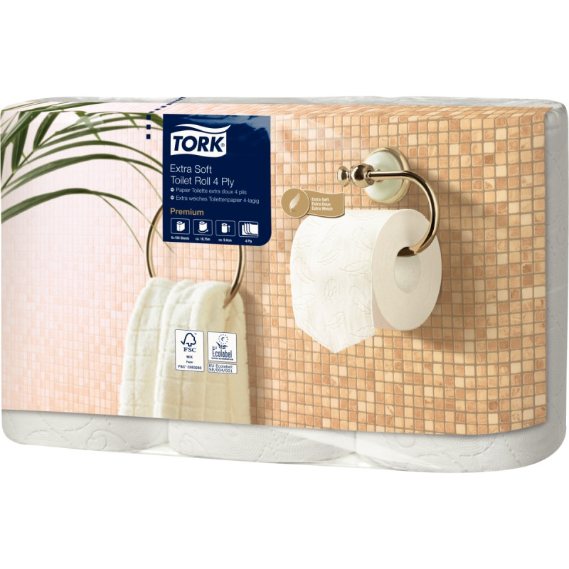 Lot de 6 rouleaux papier hygiènique Premium 4 plis