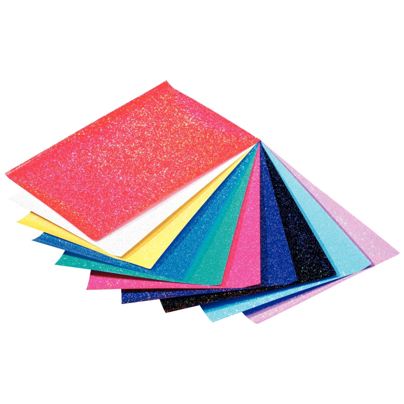 Pochette de 10 feuilles de papier pailleté 23 x 33 cm, 70g 10 coloris