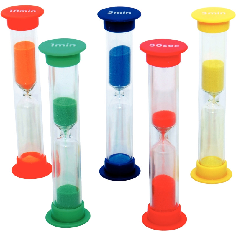 Set de 5 sabliers 30 secondes - 1 3 5 10 minutes