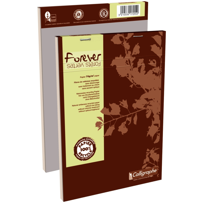 Bloc de bureau FOREVER papier recyclé 70g, 100 feuilles format A5, qua