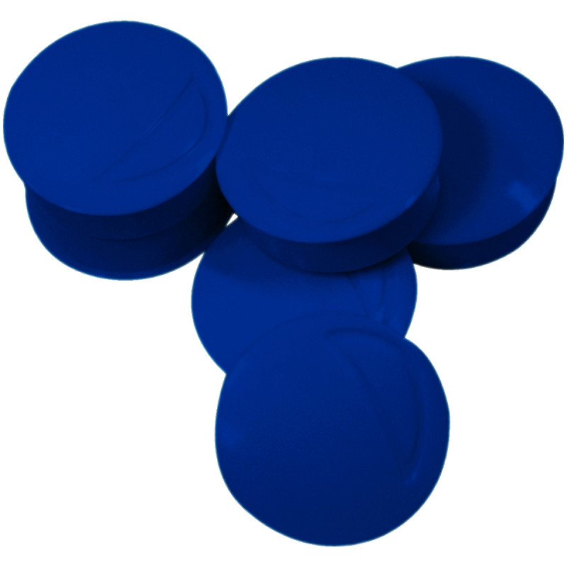 Blister de 6 punaises magnétiques, diamètre 22 mm. Bleu