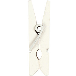 Lot de 20 pinces à linge en bois blanc