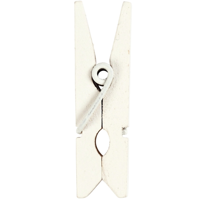 Lot de 20 pinces à linge en bois blanc
