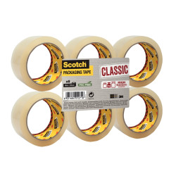 Lot de 6 rouleaux adhésifs en polypropylène transparent 66mx50mm