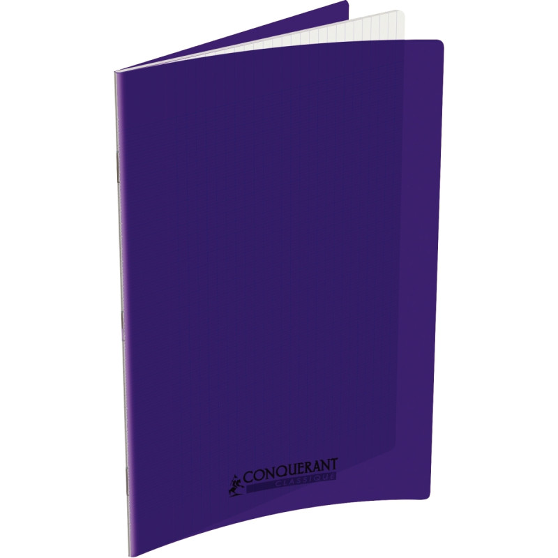 Piqûre 48 pages CONQUERANT, 24x32 cm, seyès, couv PP violet