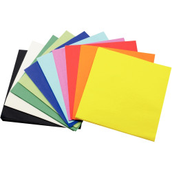 Paquet de 500 feuilles de papier de soie 16 x 16 cm couleurs assorties