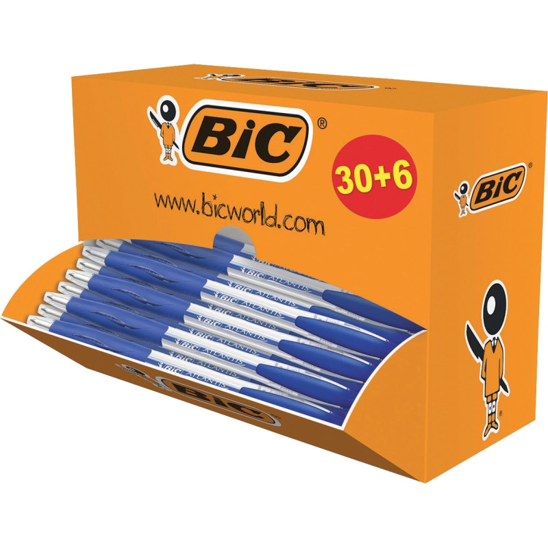 Pack de 36 stylos Atlantis bleus dont 6 gratuits