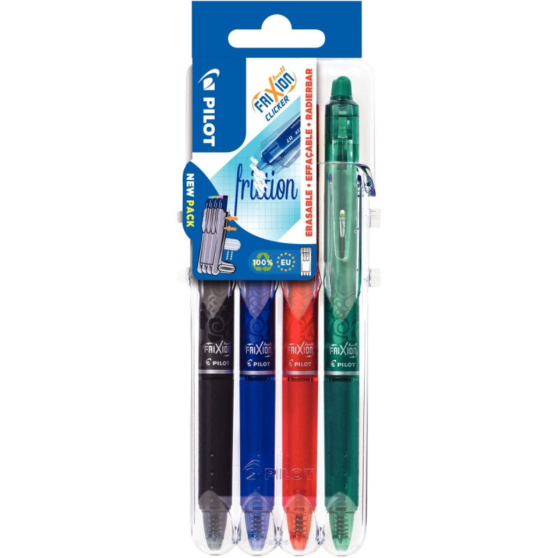 Pochette de 4 rollers Frixion Clicker assortis