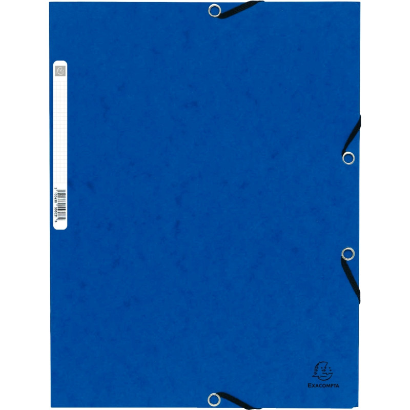 Chemise 3 rabats à élastiques en carte lustrée 355g, bleu