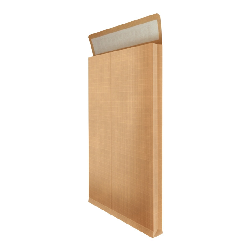 Paquet de 50 pochettes kraft armé 280x400mm soufflet 30mm bande silico