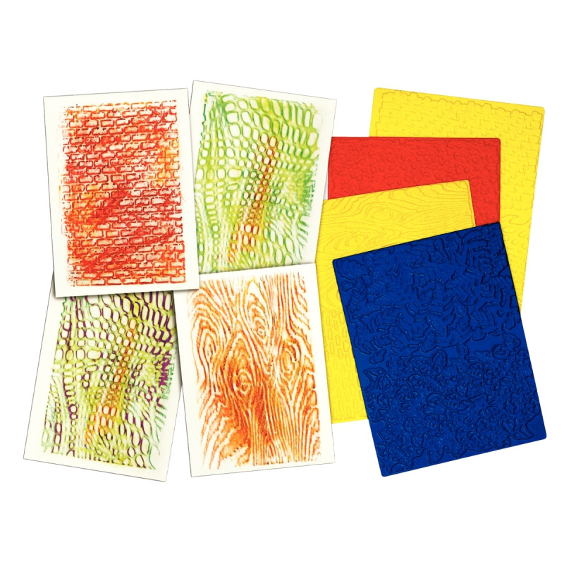Sachet de 4 plaques à embosser, les textures
