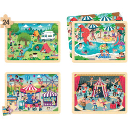 Lot de 4 puzzles à cadre en bois 24 pièces, les loisirs