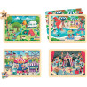Lot de 4 puzzles à cadre en bois 24 pièces, les loisirs