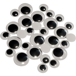 Sachet de 30 yeux maxi noirs, diamètres : 20 et 30 mm