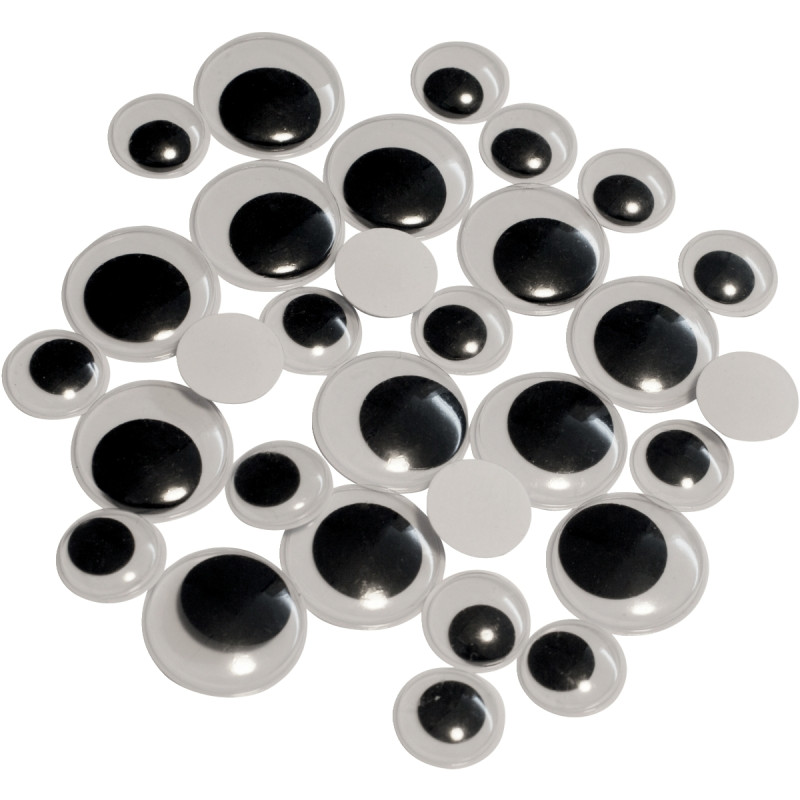 Sachet de 30 yeux maxi noirs, diamètres : 20 et 30 mm